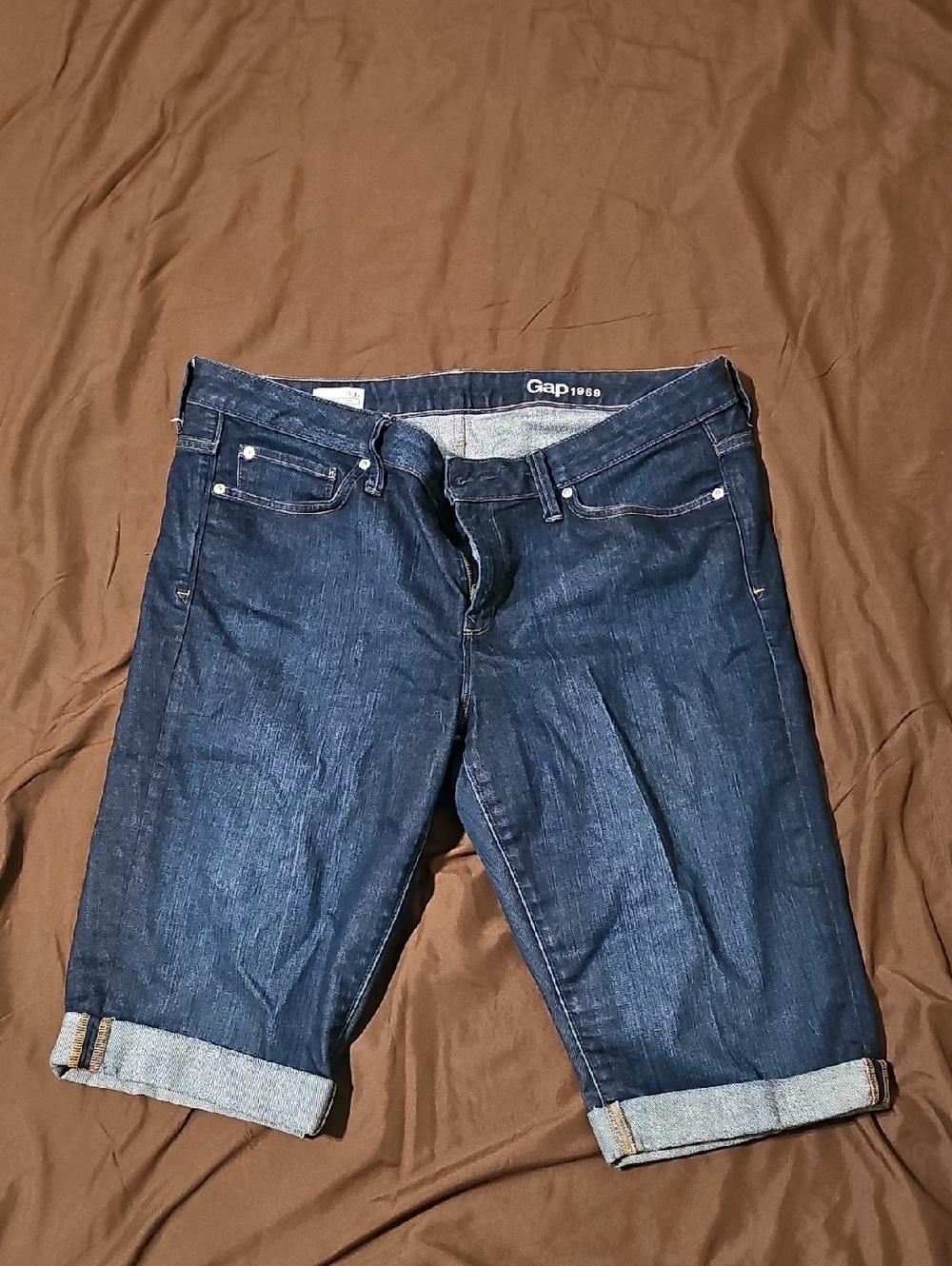 Women's Dark Blue Denim Bermuda Jeans